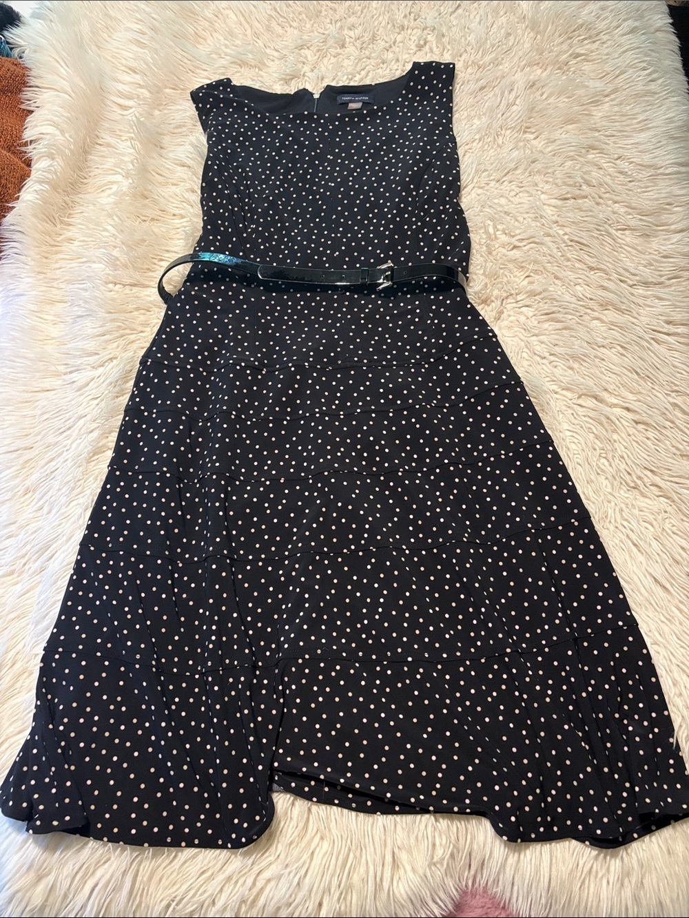 Black Polka Dot Dress with Belt